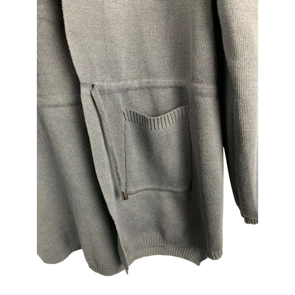 Shein Womens Hooded Knit Cardigan L Gray Acrylic Blend - Image 3