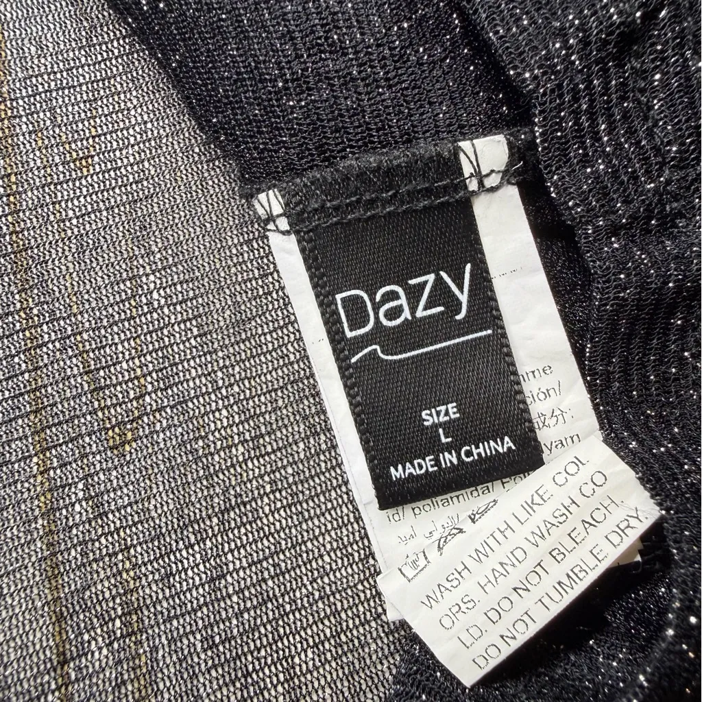 Dazy Black Sheer Crop Top Size L - Image 3