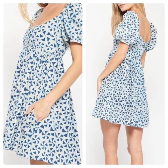 ciao lucia Diana Printed Cotton Dress Pinwheel White Size XS - Image 2