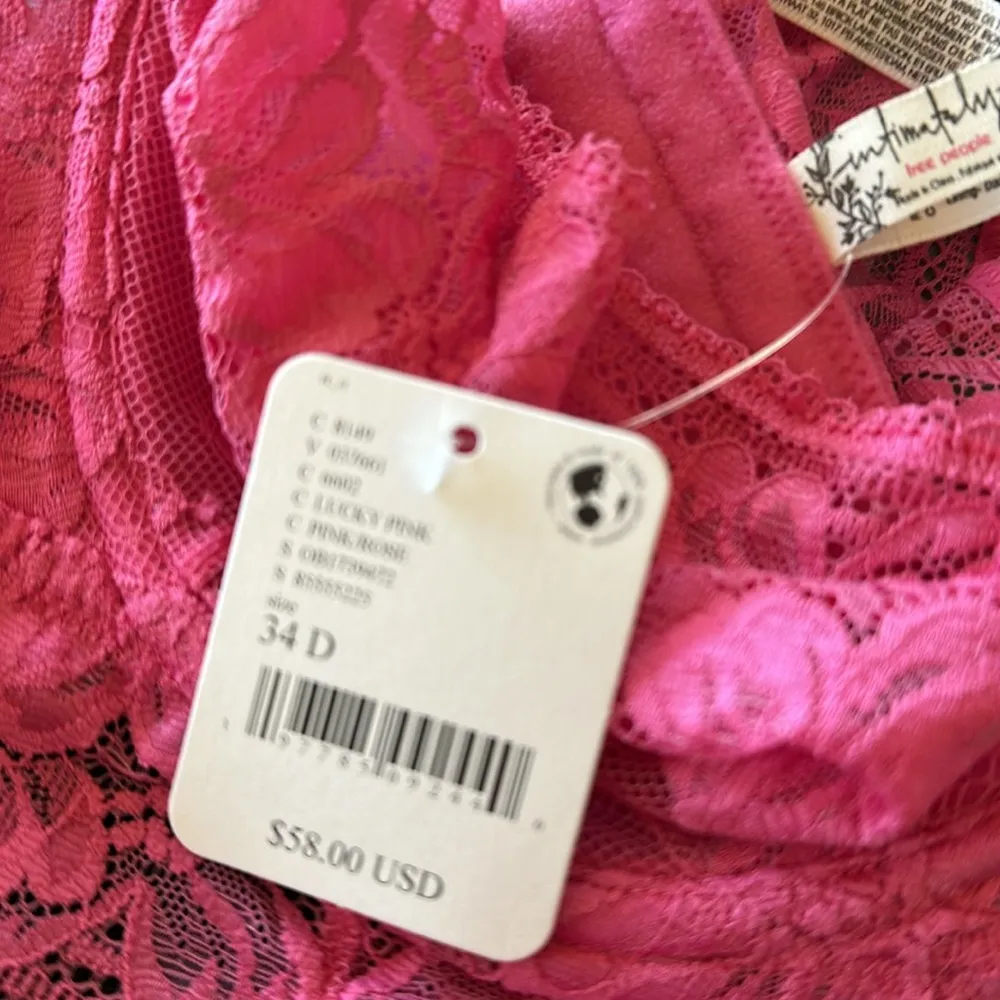 NWT Free People Sorento Demi Lace Longline Underwire Bra 34D LUCKY PINK - Image 10