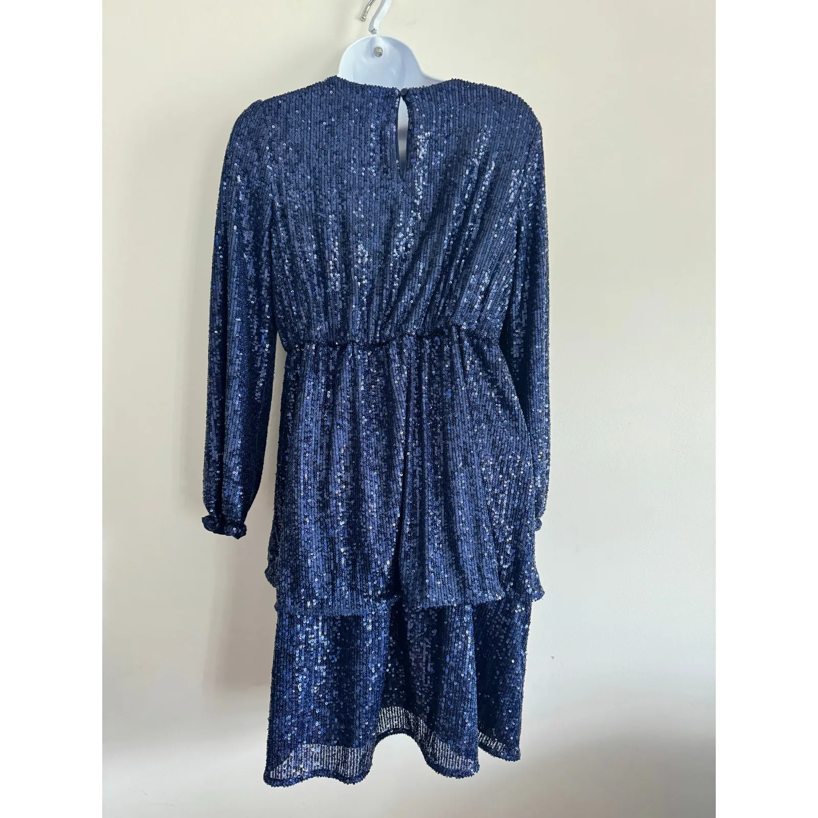 Vineyard Vines Navy Blue Sequin Long Sleeve Tiered Party Dress Women’s - Image 8