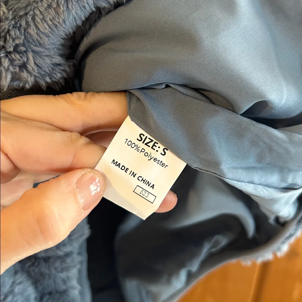 Dokotoo blue super soft fuzzy fleece zip up jacket - Image 4