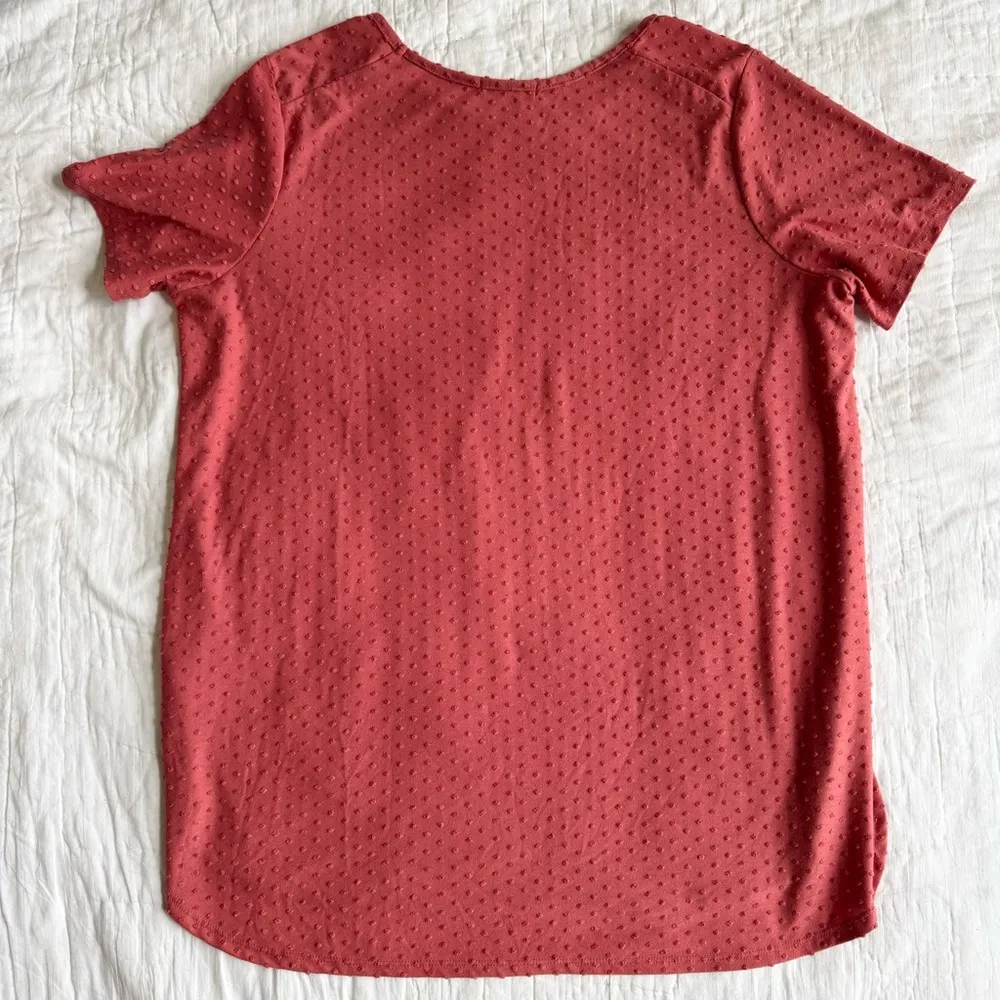 Adrianna Papell Red Sand Swiss Dot Tunic Loose Short Sleeve Round Neck Size XL - Image 10