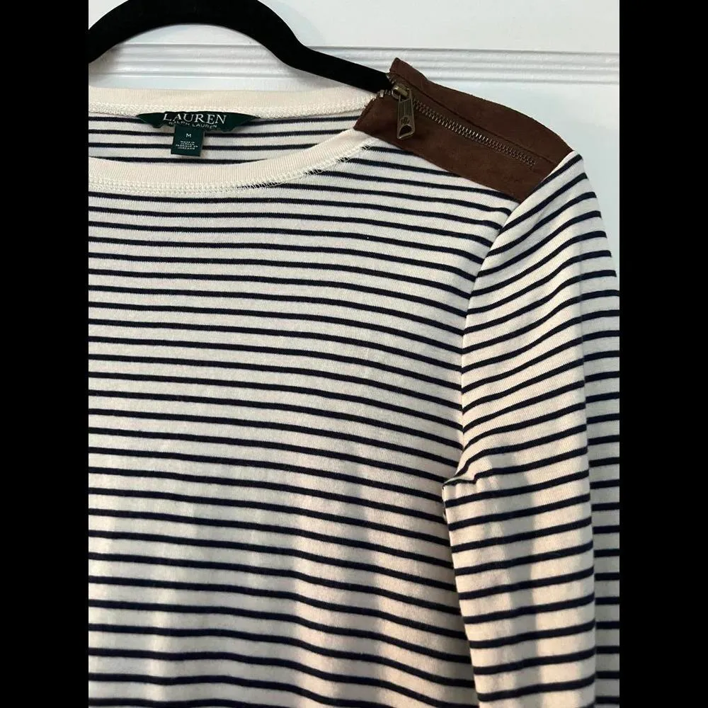 Ralph Lauren Navy and Cream Striped Shirt - Image 3
