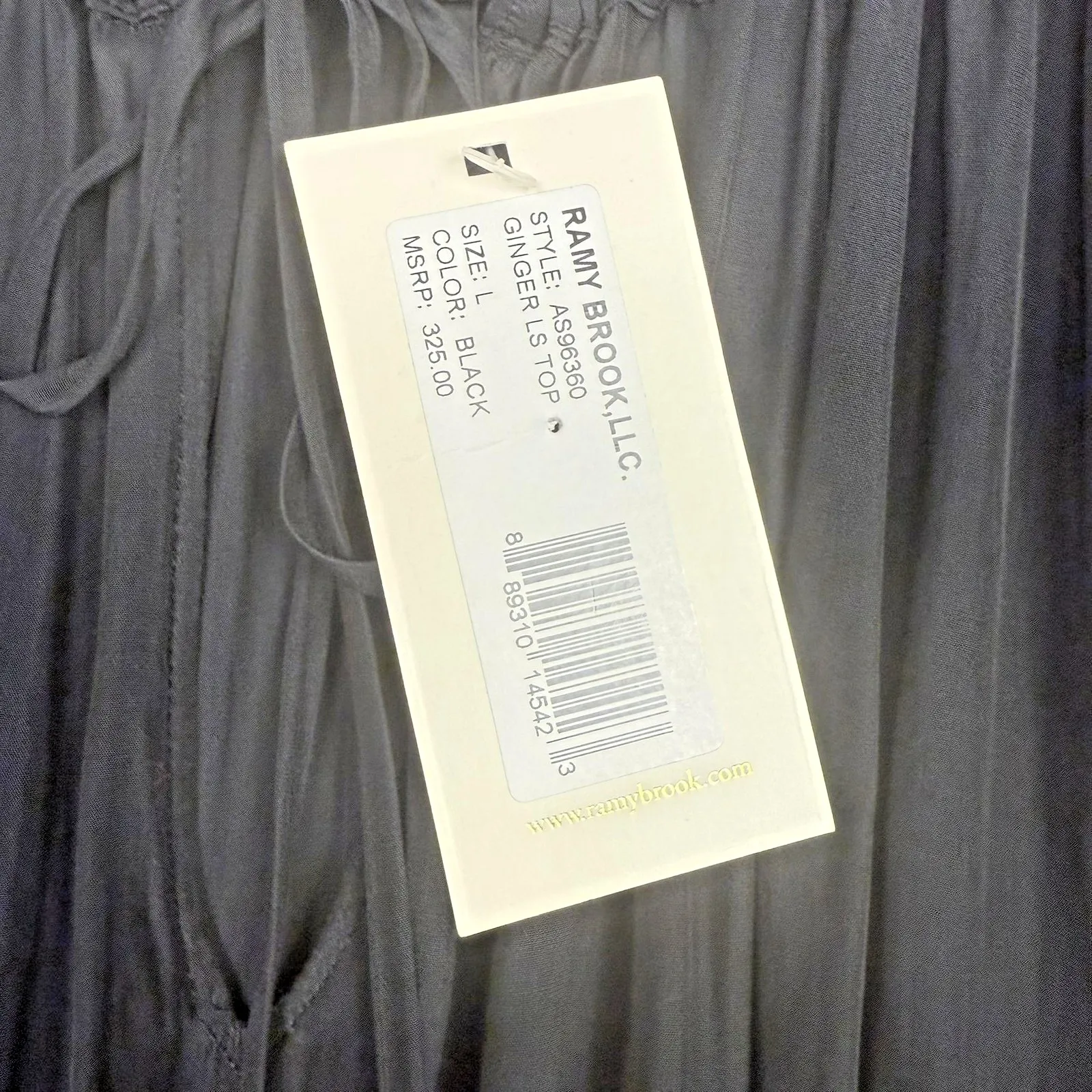 Ramy Brook Ginger Top Womens Large Pleated Sheer Long Sleeve Silk Detail Blouse - Image 3