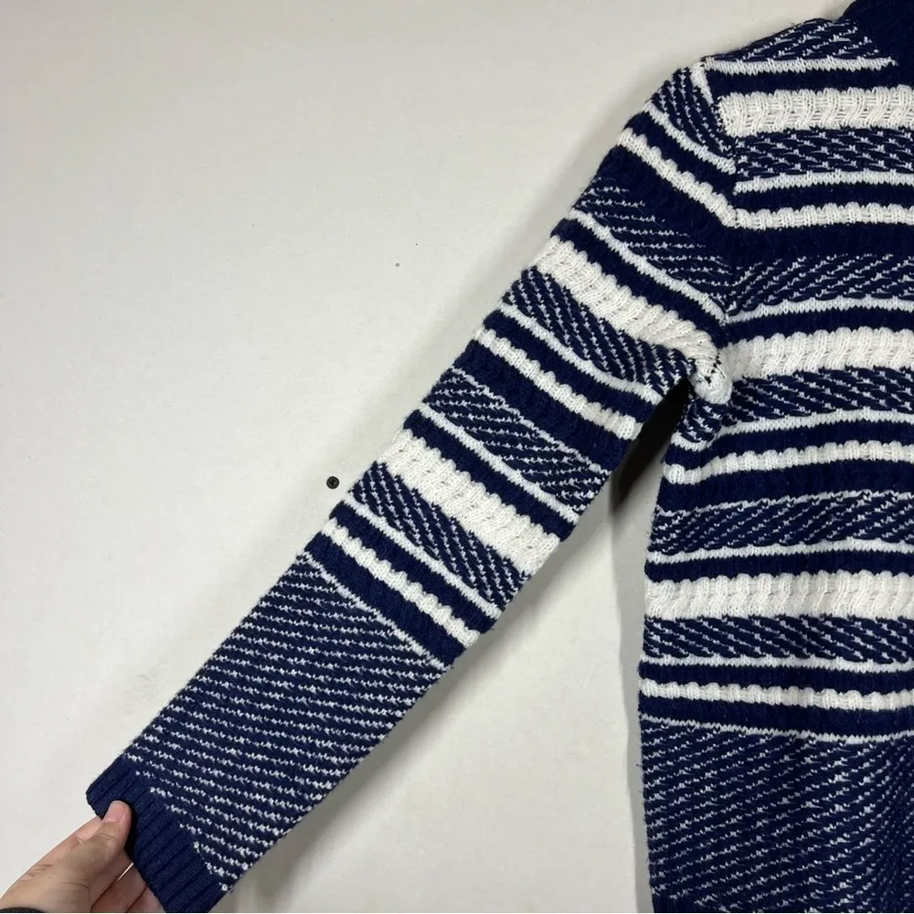 Woolovers Textured Stripe Zip Cardigan 100% Lambswool Size Small Blue - Image 9