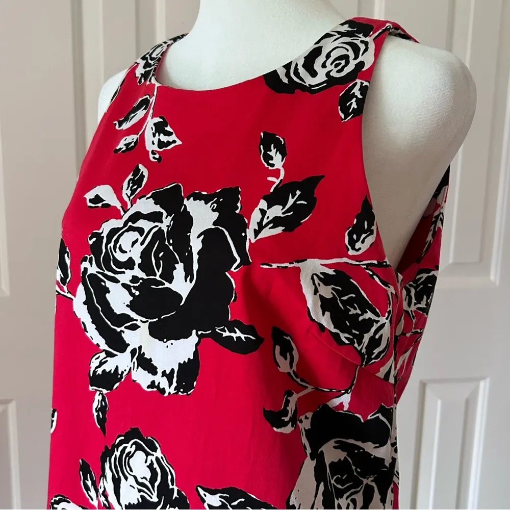 GRACE ELEMENTS | Red, Black, White, Rose Floral Sleeveless Sheath Dress | Size 6 - Image 3