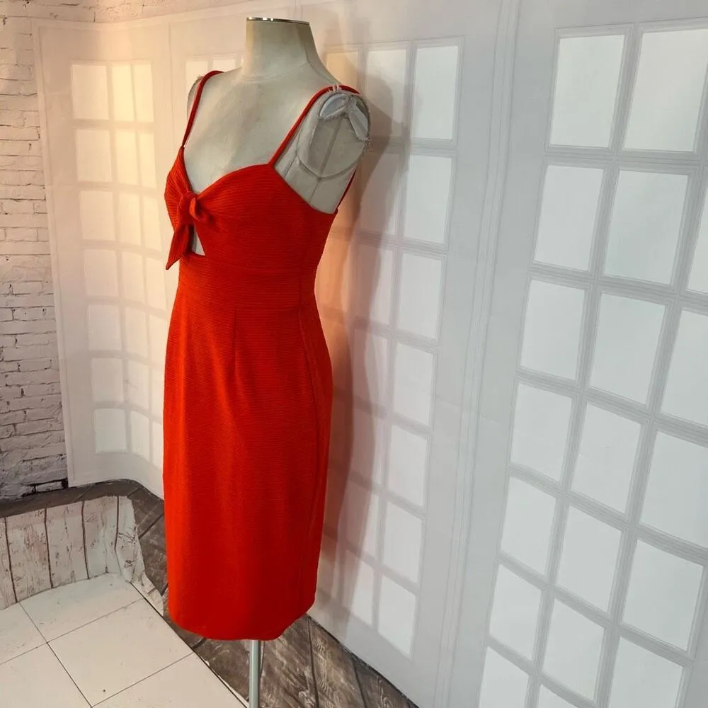 Hutch Anthropologie Orange Sleeveless Tie Knot Cutout Summer Dress Size Small - Image 4
