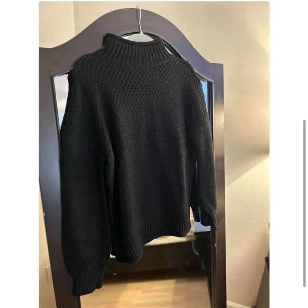 NEW Oversized Sweater Batwing Pullover Loose Chunky S Black - Image 4