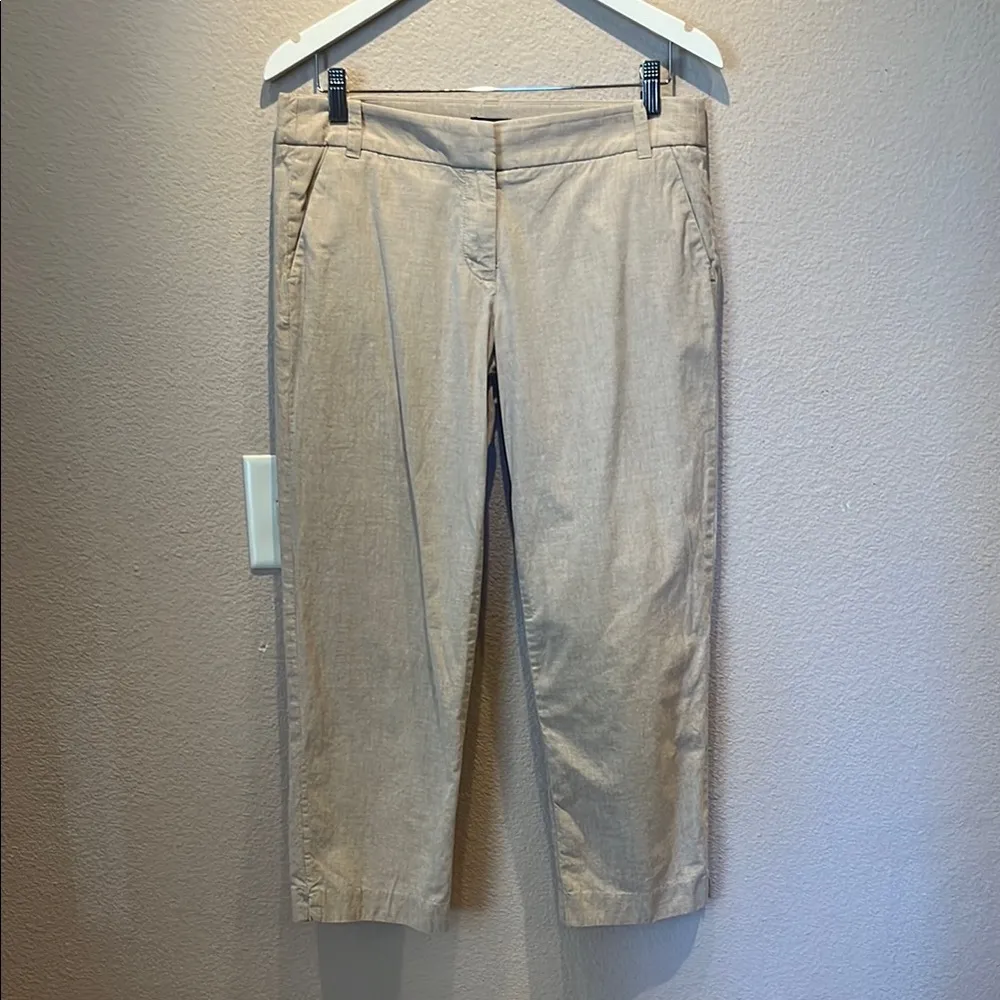 J. Crew Women’s Beige Tan Linen Cocktail Capri Pants City Fit Size 6 - Image 2