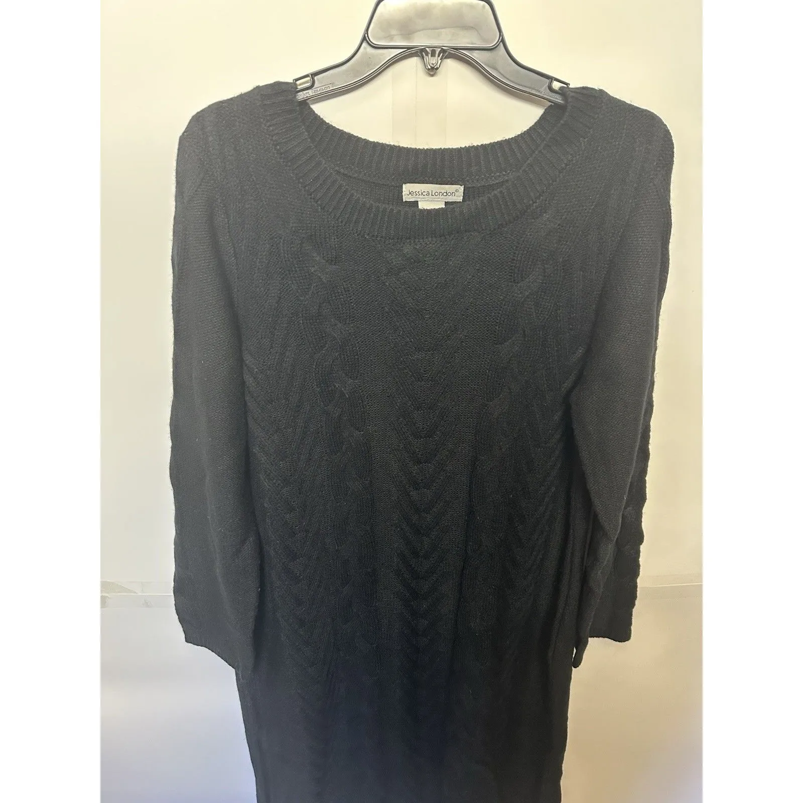 JESSICA LONDON CHARCOAL LONG SLEEVE MIDI CABLE KNIT SWEATER DRESS SIZE 14/16 - Image 5