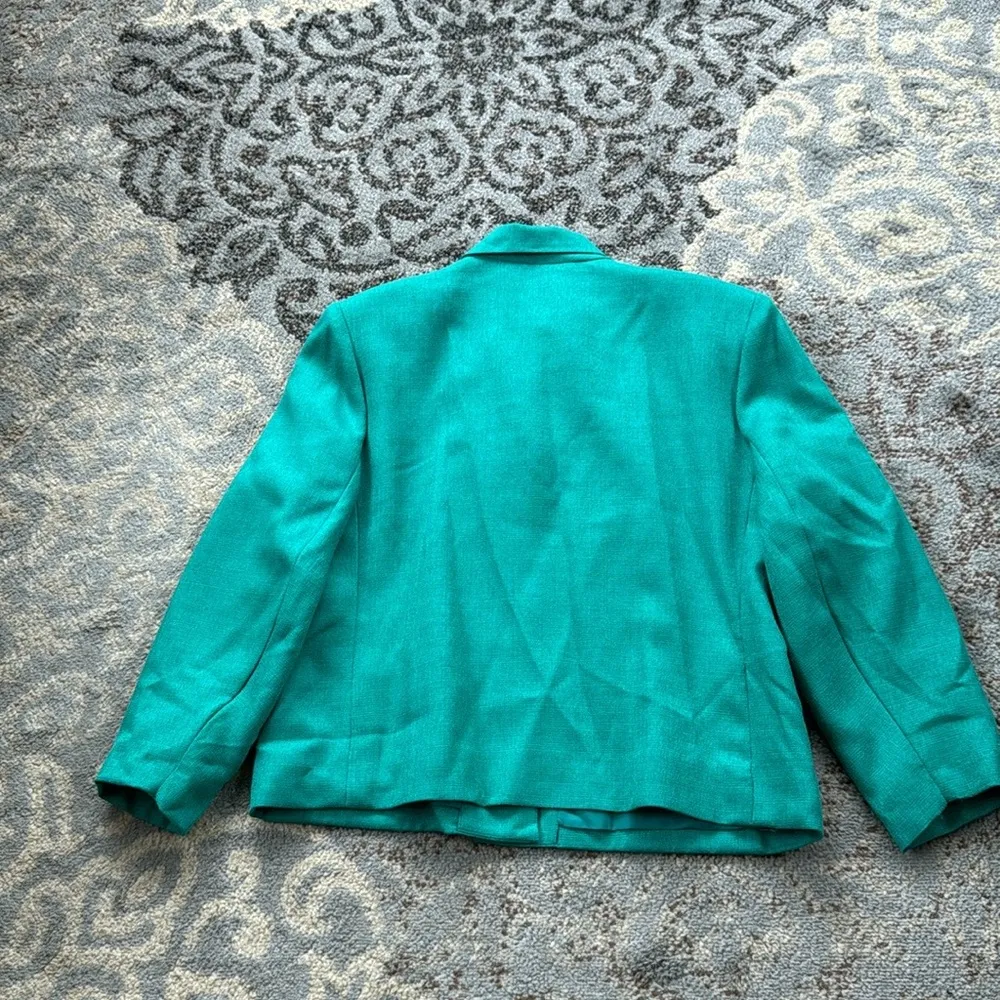 Vintage Henry Lee Petites Blazer & Midi Dress Set Turquoise 14P Green - Image 11