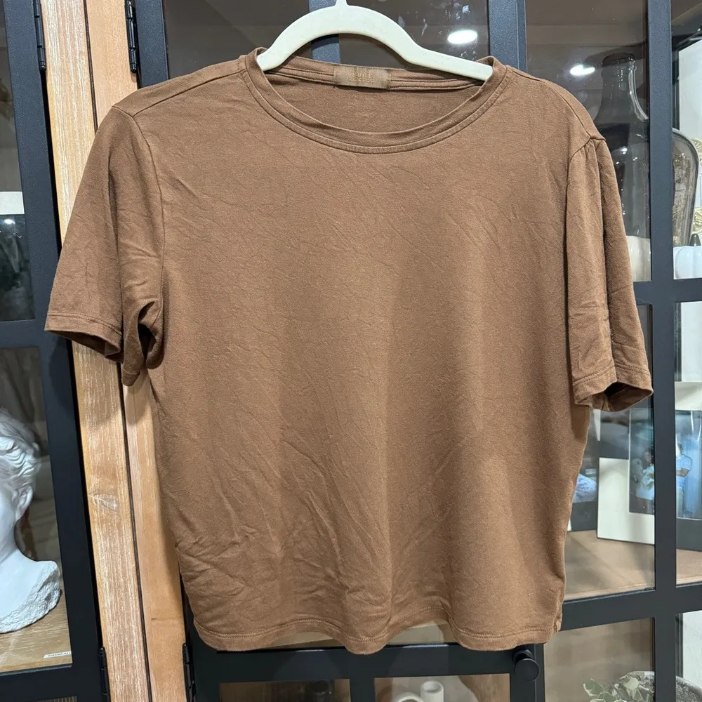 Nuuds boxy chocolate tee short sleeve cooling cropped crewneck rayon loungewear Brown Size XS - Image 6