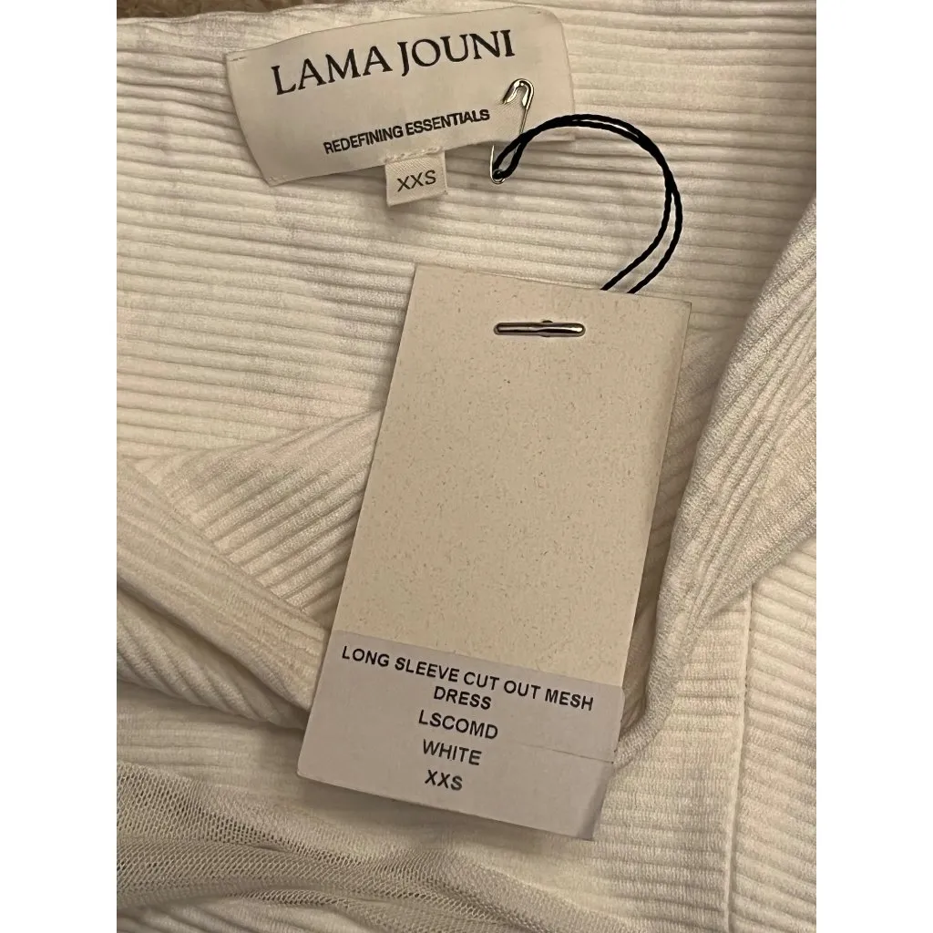 Lama Jouni Long Sleeve Cut Out Mesh Dress in White XX - Image 9