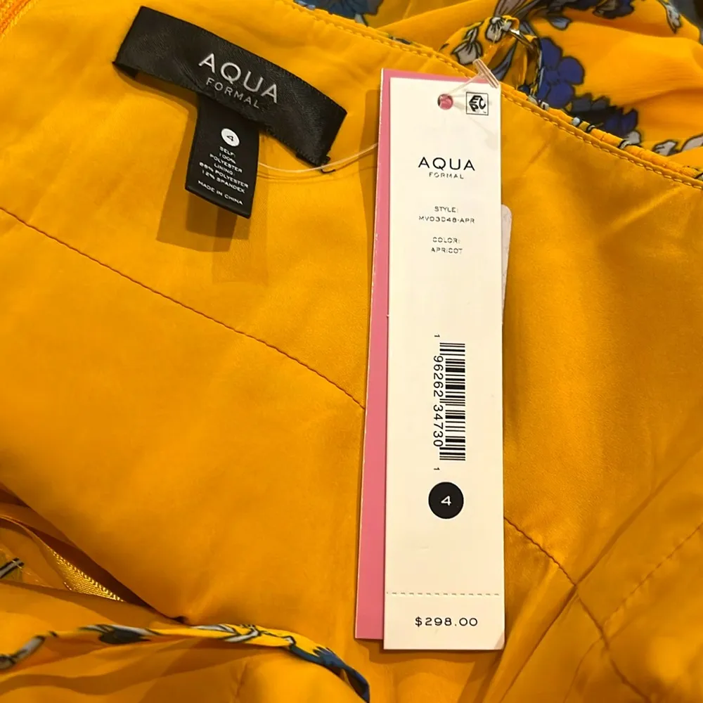 Aqua Bloomingdale’s Square Neck Evening Dress in Apricot, Size S New w/Tag $298 - Image 4