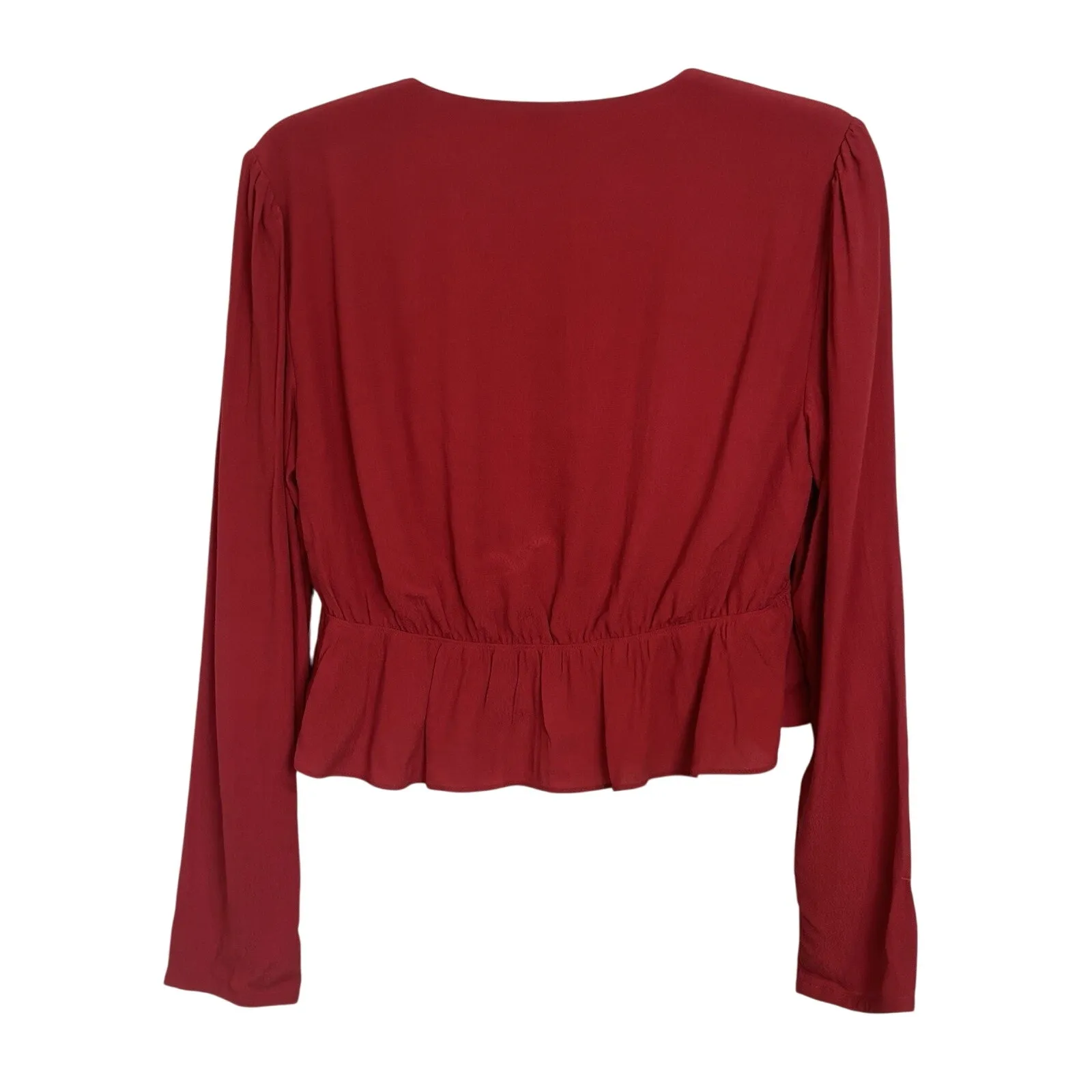 Aritzia Sunday Best Red Cropped Tie-Front Top Size Medium Romantic Minimalist - Image 2