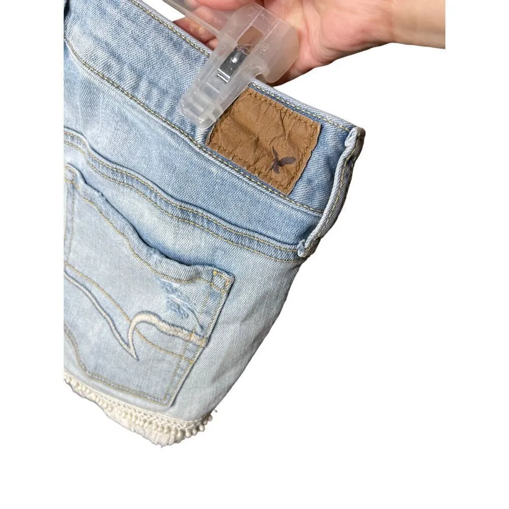 American Eagle Lace Trim Jean‎ Shortie Shorts Size 2 - Image 5