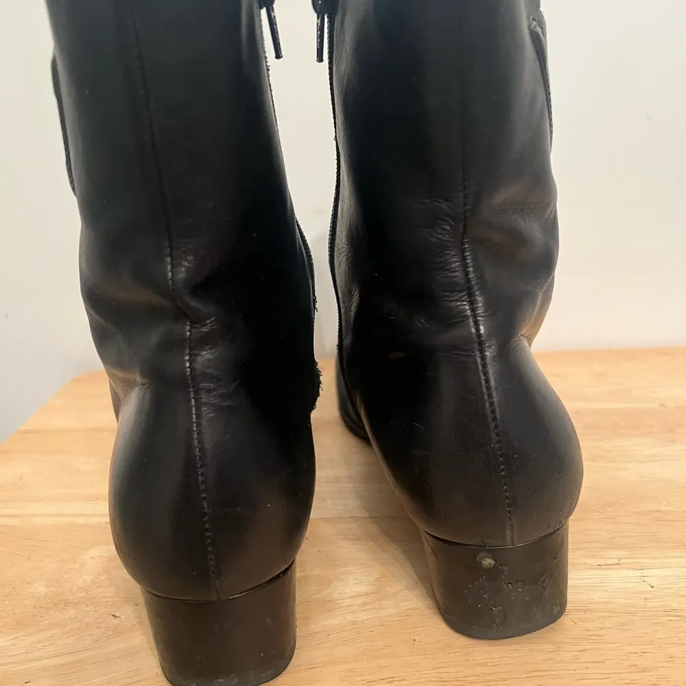 Salvatore Ferragamo Women's Black Leather Square Toe Ankle Boots Size 11B - Image 2