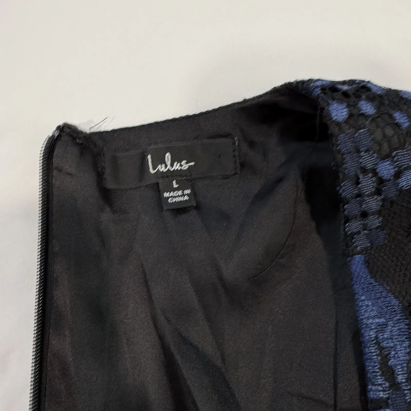 Lulus Molinetto Navy Blue Lace Ruffled Tiered Sleeveless Maxi Dress Size LARGE - Image 11