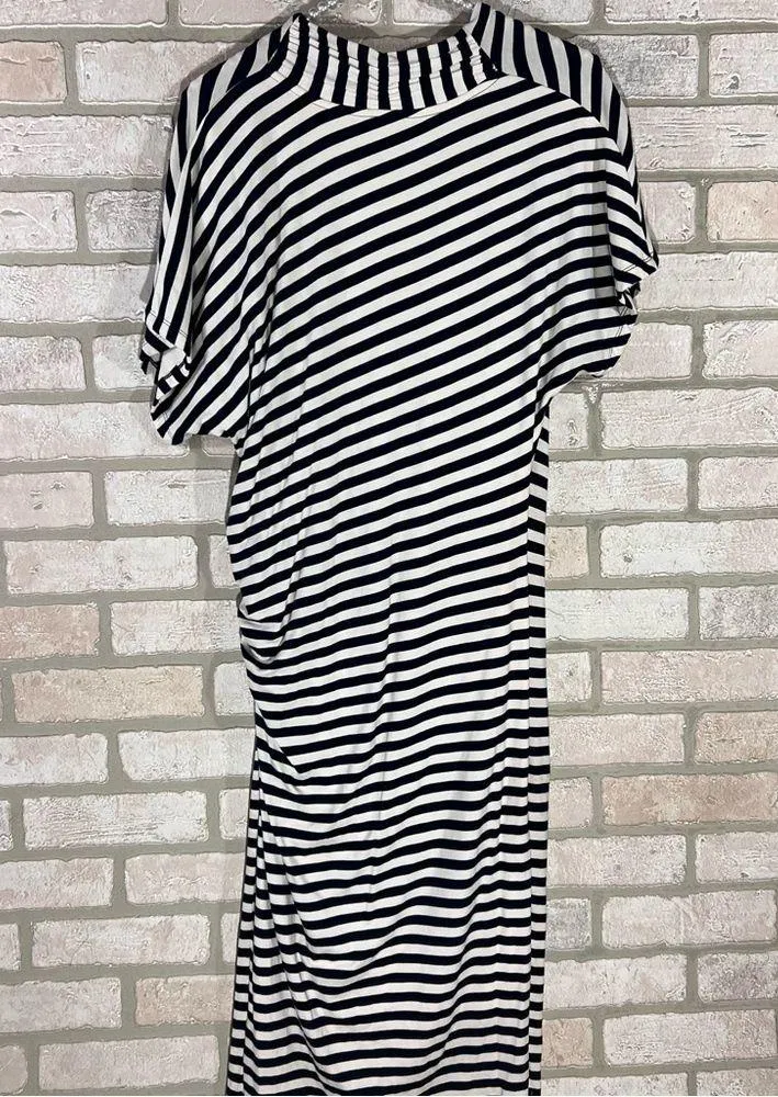 Boden Crossover Ruched Nautical Striped Midi Dress Size 8L - Image 7