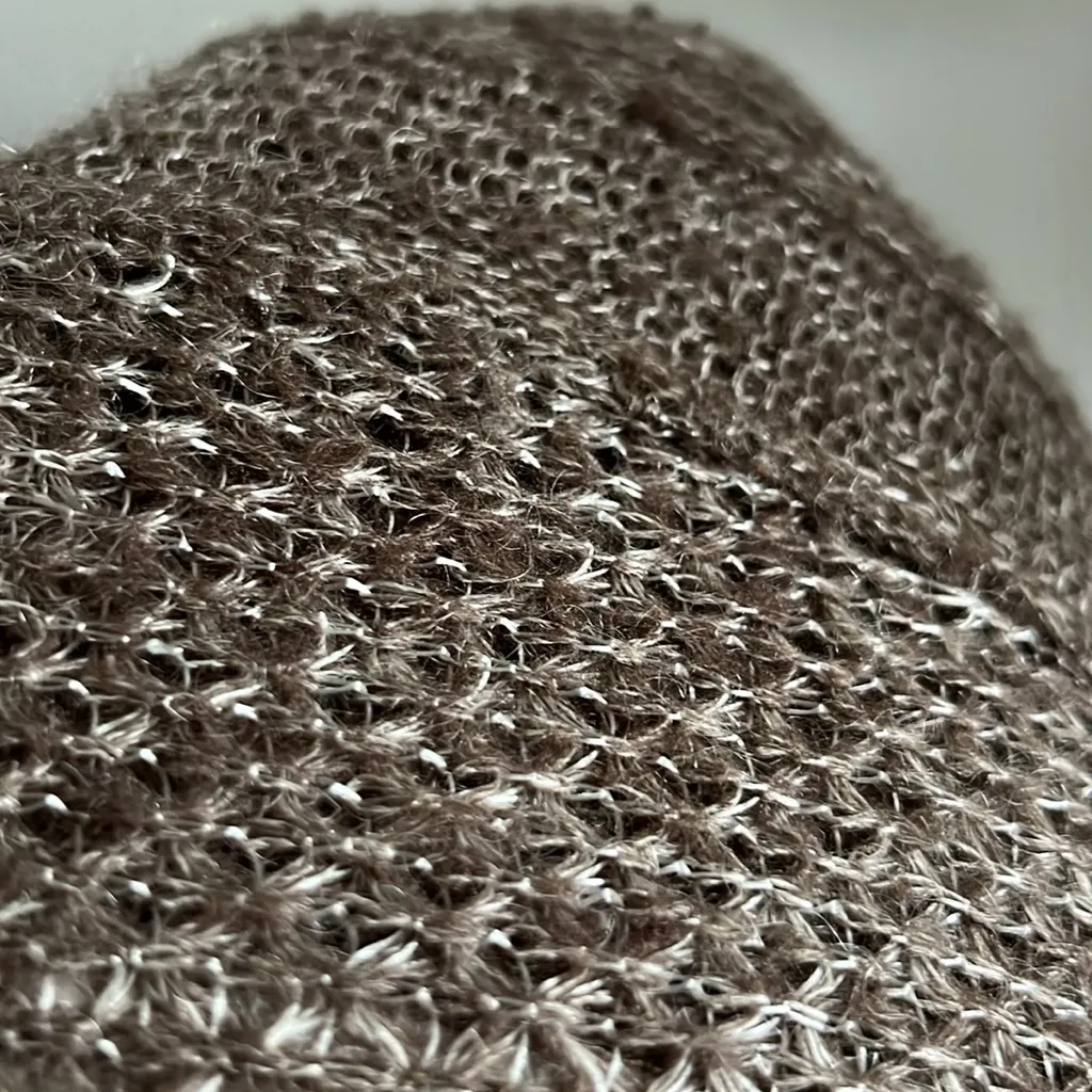 VINTAGE brown woven crochet button knit sweater Gray - Image 5