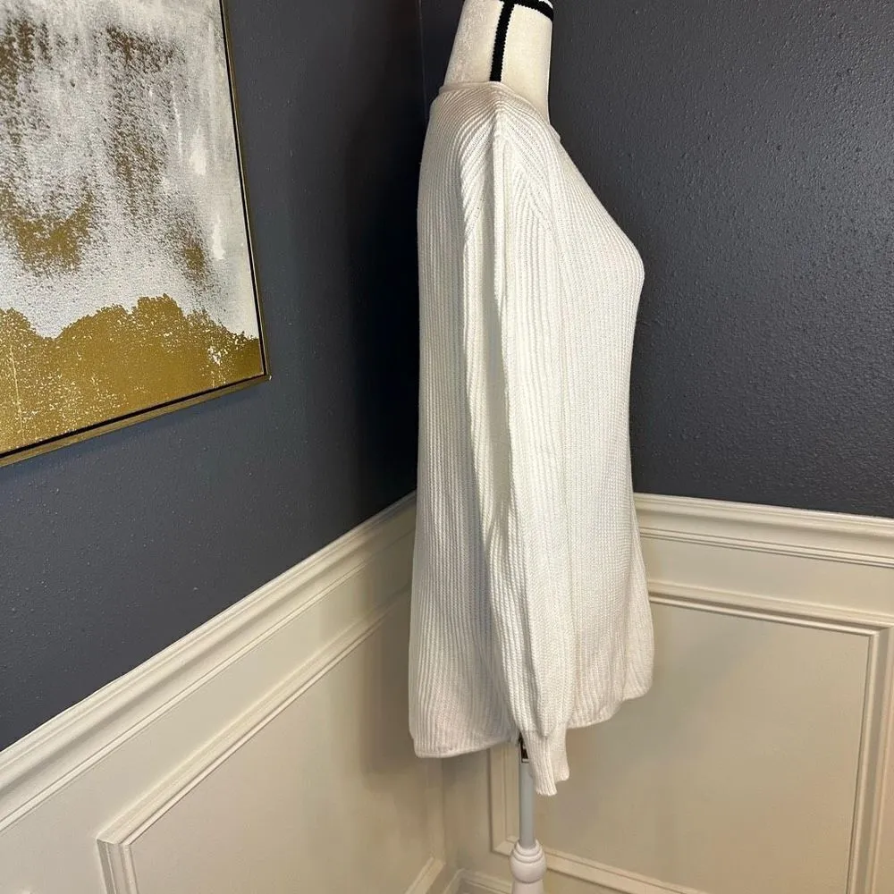 UNIF X Urban Outfitters White Waffle Knit Tunic Zipper Sweater - Image 8