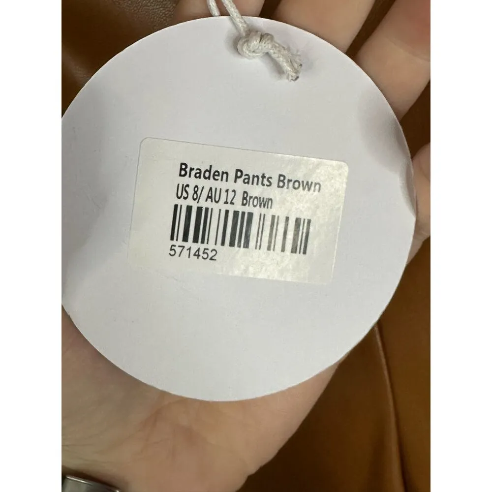 NWT Princess Polly Brown Vegan Leather ‘Braden’ Flare Bootcut Pants Size 8 - Image 5