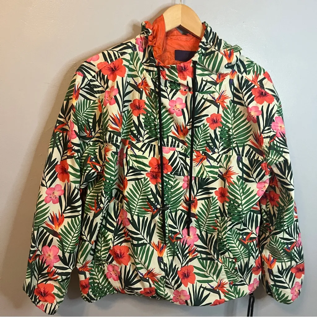 Vibrant Floral Print Windbreaker  Hoodie - Image 3