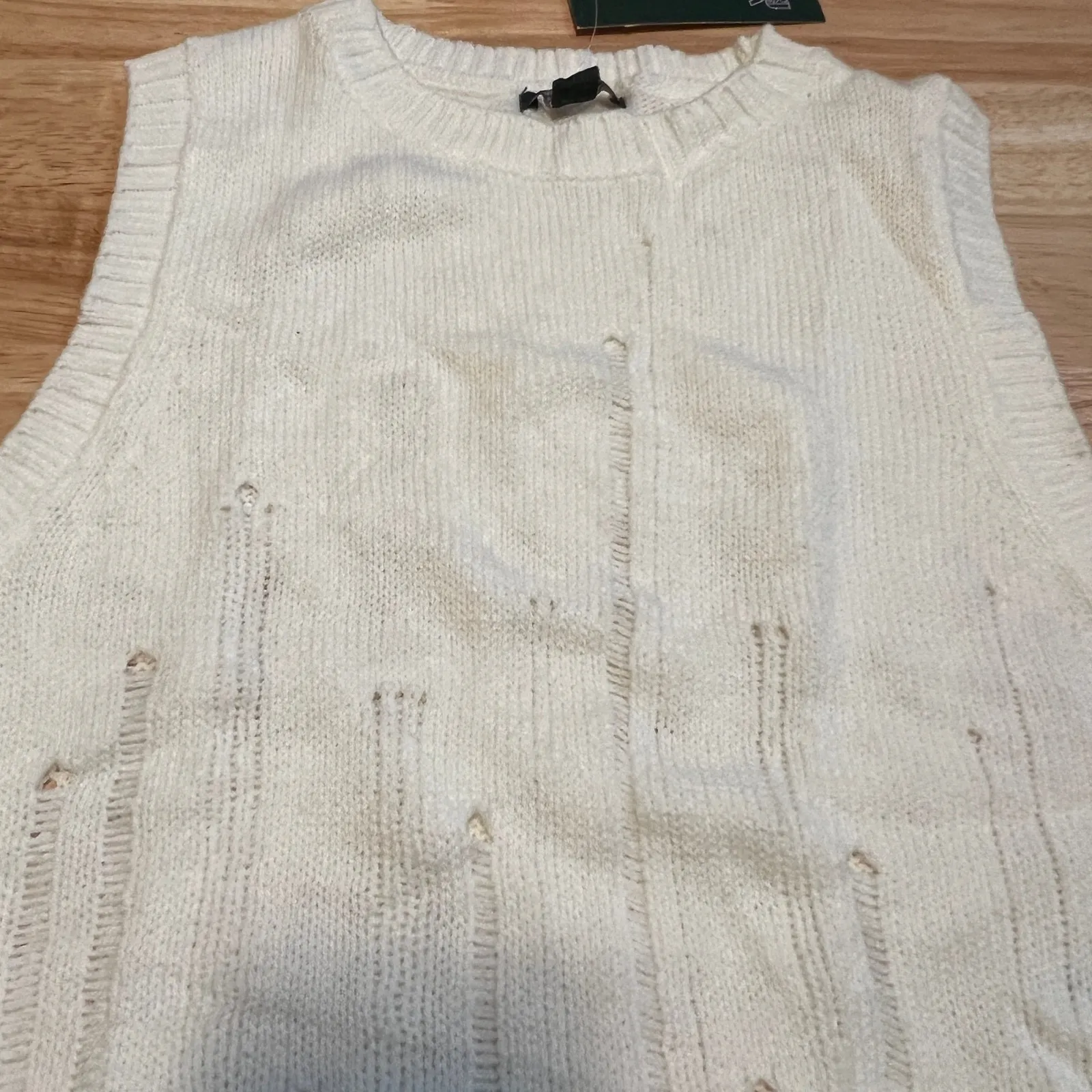 Wild Fable Women's White Deconstructed Sweater Tank Top - Size XS - NWT - Image 3