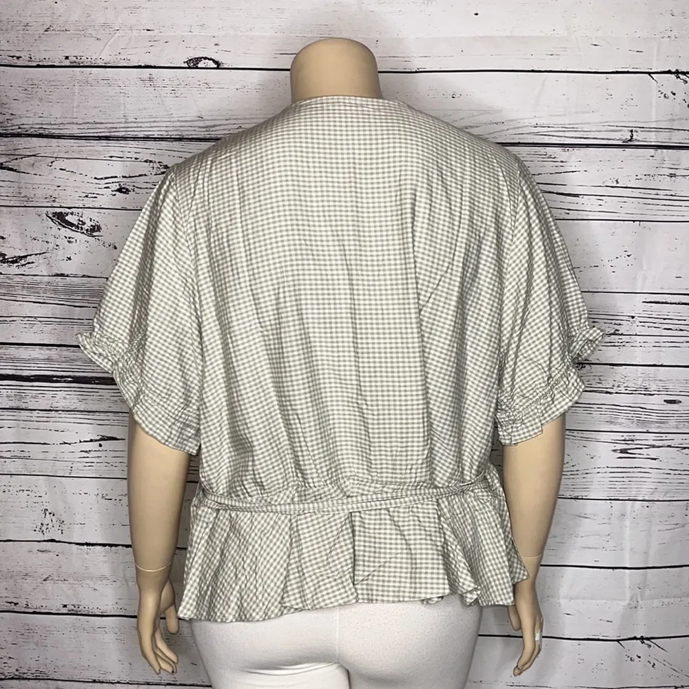 Disney Princess NWT 3X Green Gingham - Rose Embroidered Elastic Drop Waist Top - Image 5