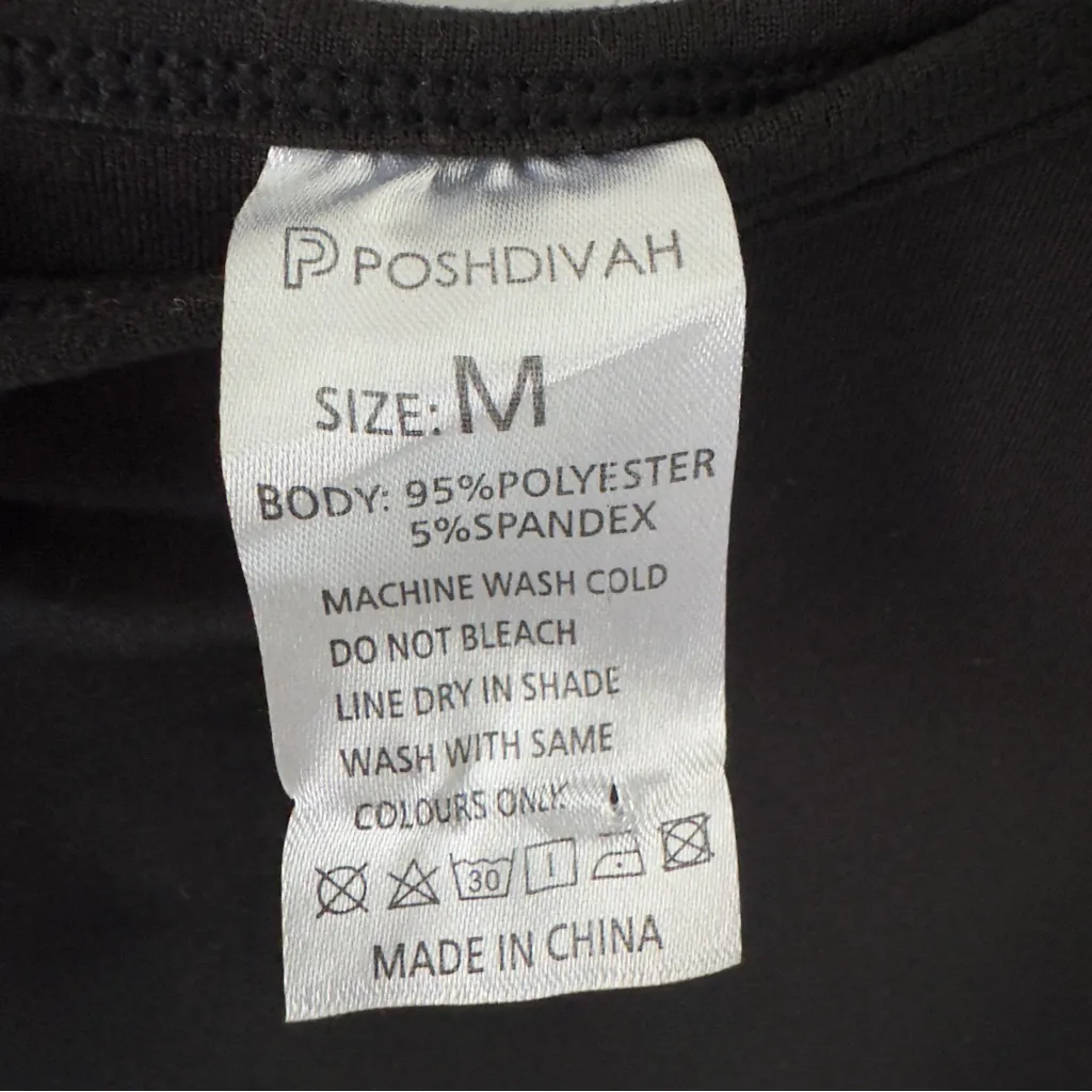 Poshdivah Black Sleeveless Midi Dress Slit Side Minimalist Basic Bodycon Solid M Size M - Image 5