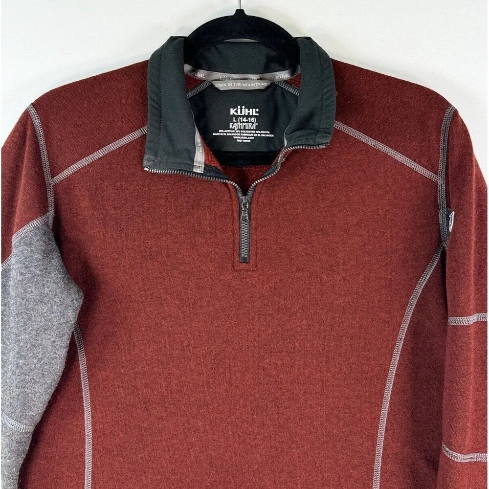 Kuhl Kashmira Mens Sweater Red Fleece 1/4 Zip Pullover Outdoor Hiking Size Large - Image 3