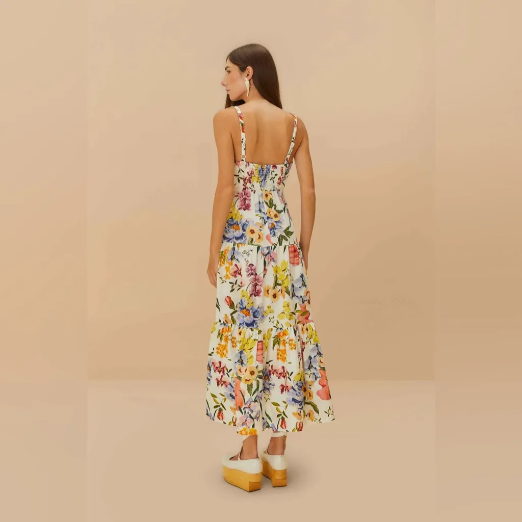 Farm Rio Off-White Greek Garden Lenzing™ Ecovero Euroflax Maxi Dress, Small,$260 - Image 3