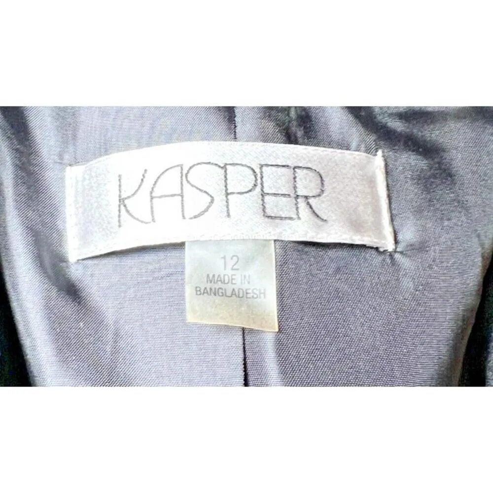 Kasper Blazer Womens 12 Black Suit Jacket 1 Button‎ Work Formal Office Career - Image 8