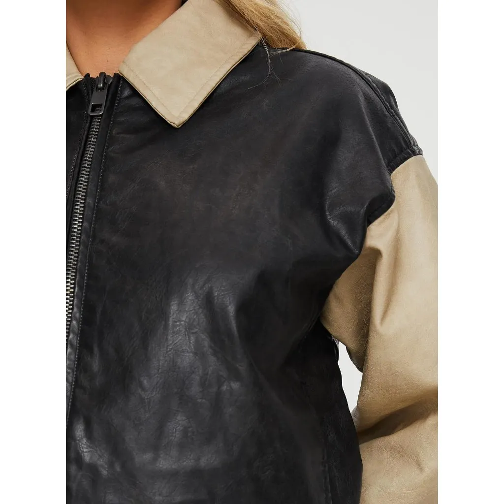 LIONESS Nirvana Bomber in Camel XX-Small New Womens Vegan Faux Leather Jacket - Image 12