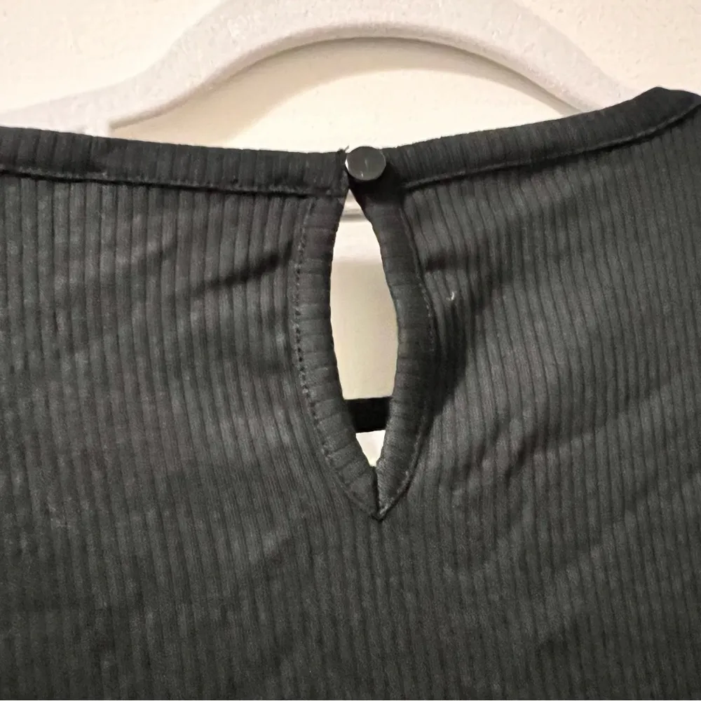 J. Crew Ruffle-trim eyelet top in vintage rib in black size medium NWT - Image 8