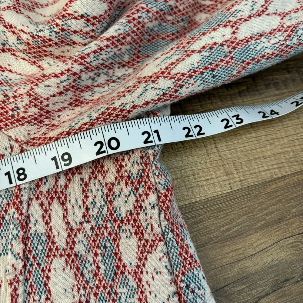 Anthropologie Maeve Red Cream Aqua Blue Suma Turtleneck Knit Sweater Dress - Image 10