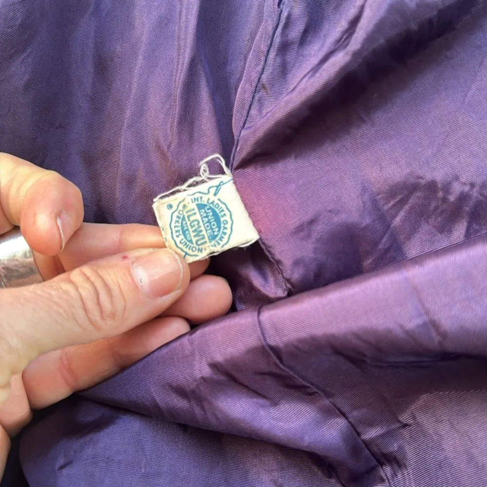 VINTAGE Kapmoor NY ILGWU union tag blue wool Swing coat ornate Asian buttons Size undefined - Image 4