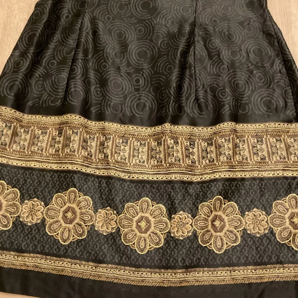 Vintage  Black Gold Trim Sheath Dress 90s Made in USA Sz 11/12 - Image 3