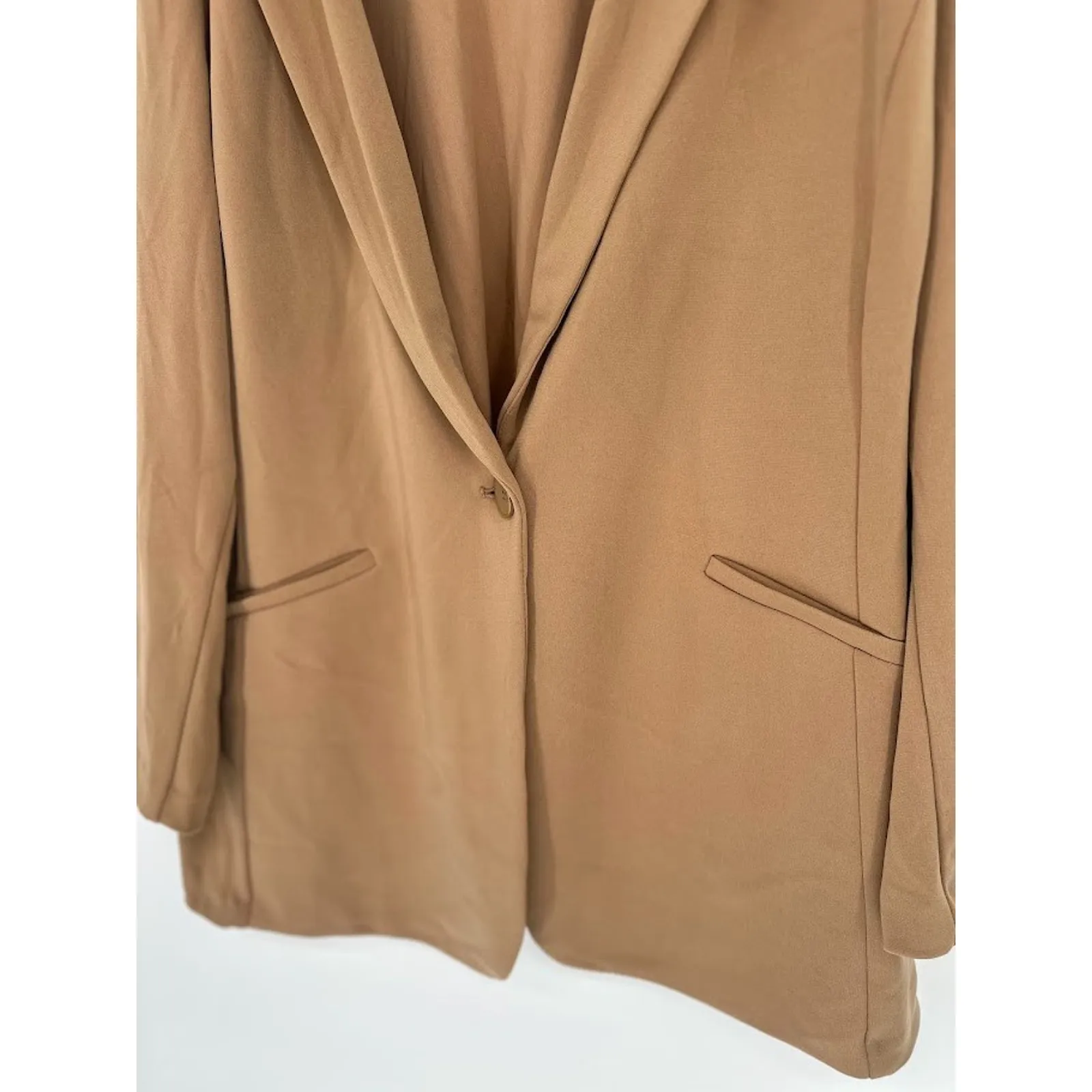 Susan Graver Fushion Blazer Tan Brown Size 3X Liquid Knit Career Office Stretch - Image 3