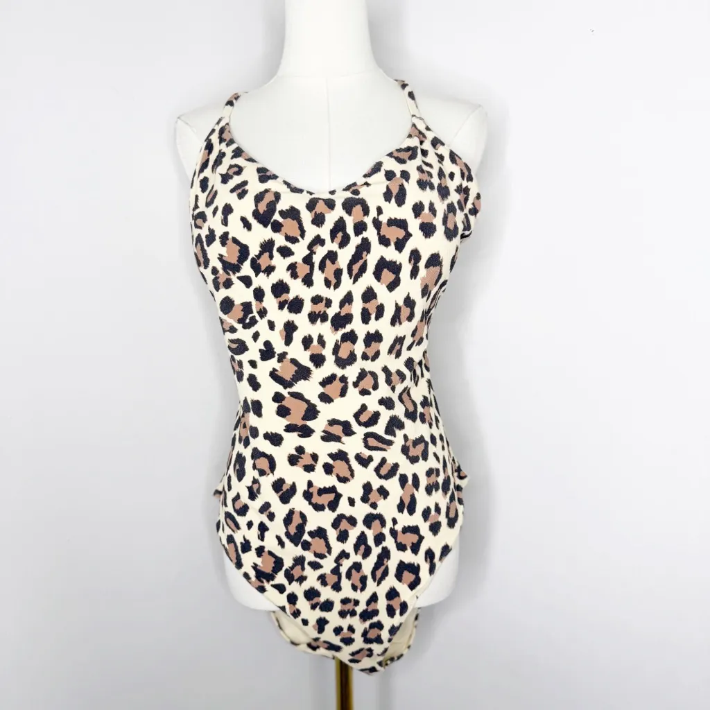 Aerie Buzzed Terry Leopard Strappy Back One Piece Swimsuit XXL NWOT - Image 5