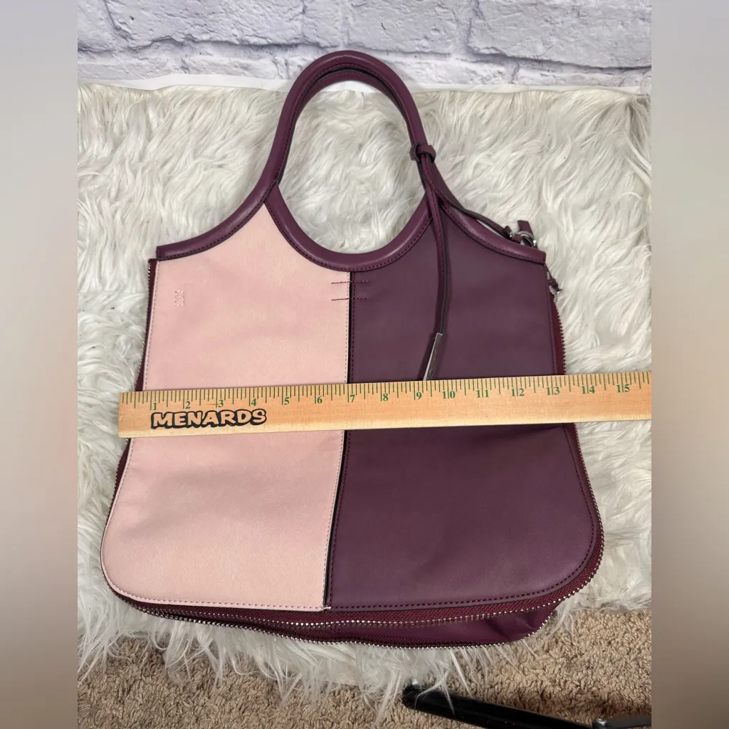 Calvin‎ Klein Gabrianna Novelty Slim Side Zip Tote bag rose smoke eggplant color - Image 7