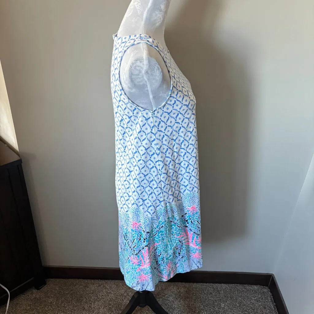 Lilly Pulitzer Luella Dress Sea La Vie Print Blue Tank Style Womens Small - Image 3