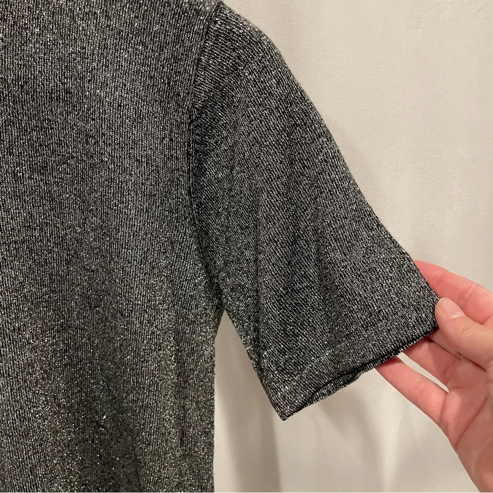 Cute Vintage 90’s metallic silver short sleeve luxury sweater fancy Black Size M - Image 7