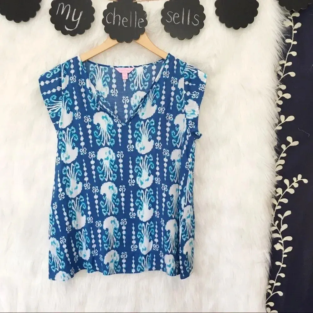 LILLY PULITZER Shelley Jelly Fish Pull On Short Sleeve‎ Top - Image 2