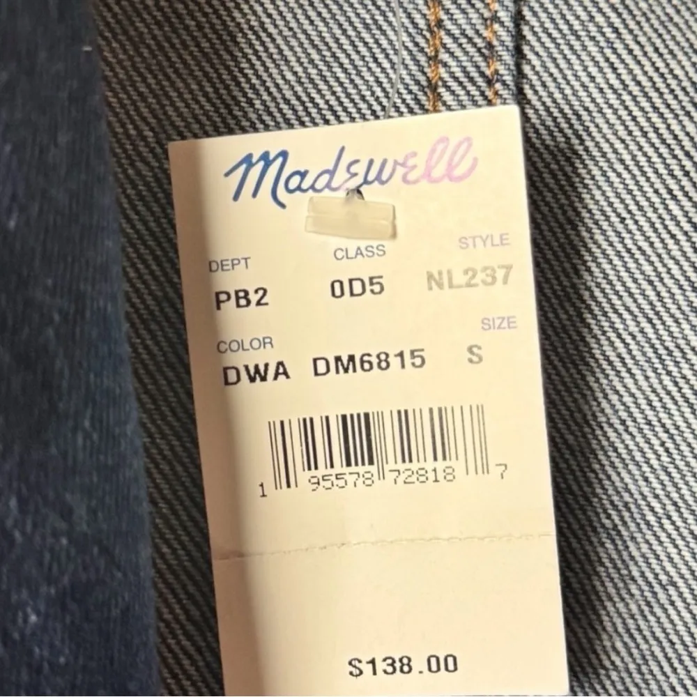 MADEWELL Double Breasted Denim Blazer Jacket Blue Wash Sz S NWT - Image 4
