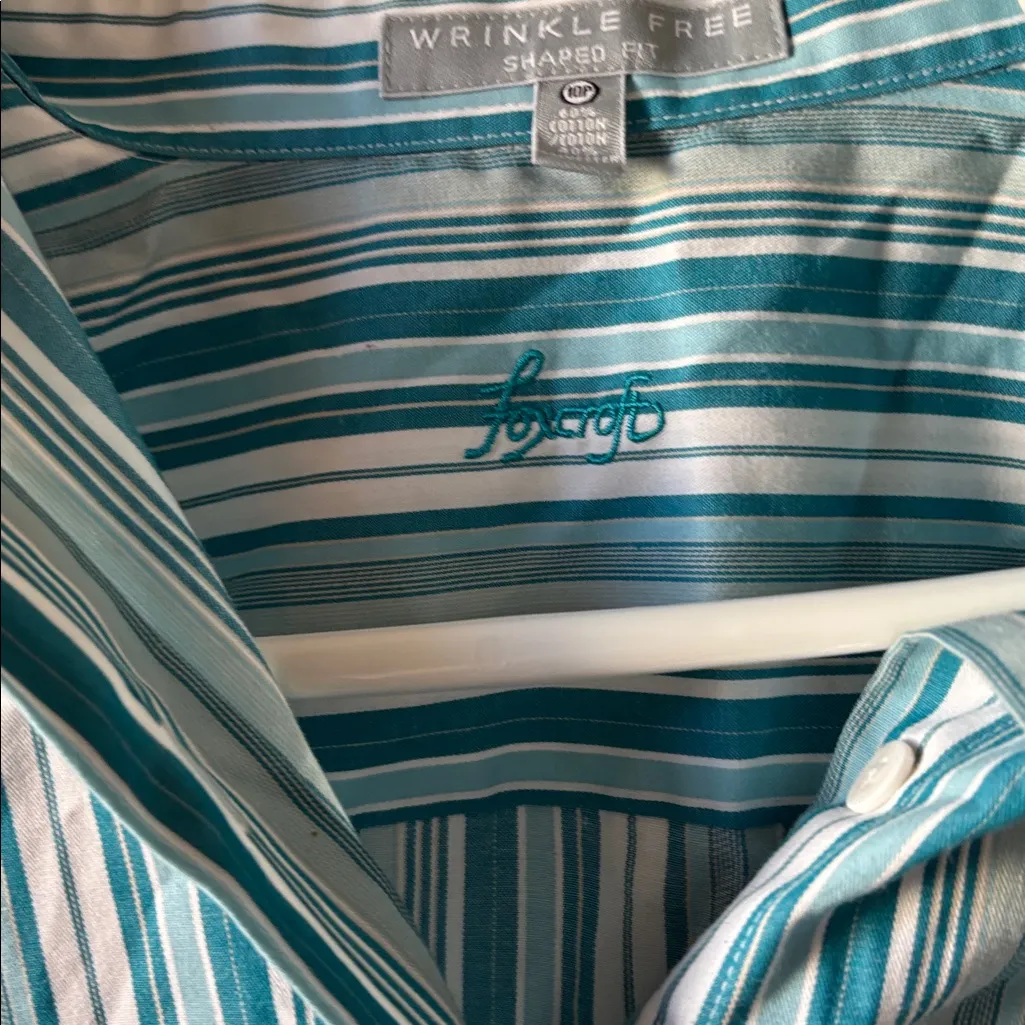 FINAL MARKDOWN Foxcroft Teal Striped Shirt 10p - Image 3