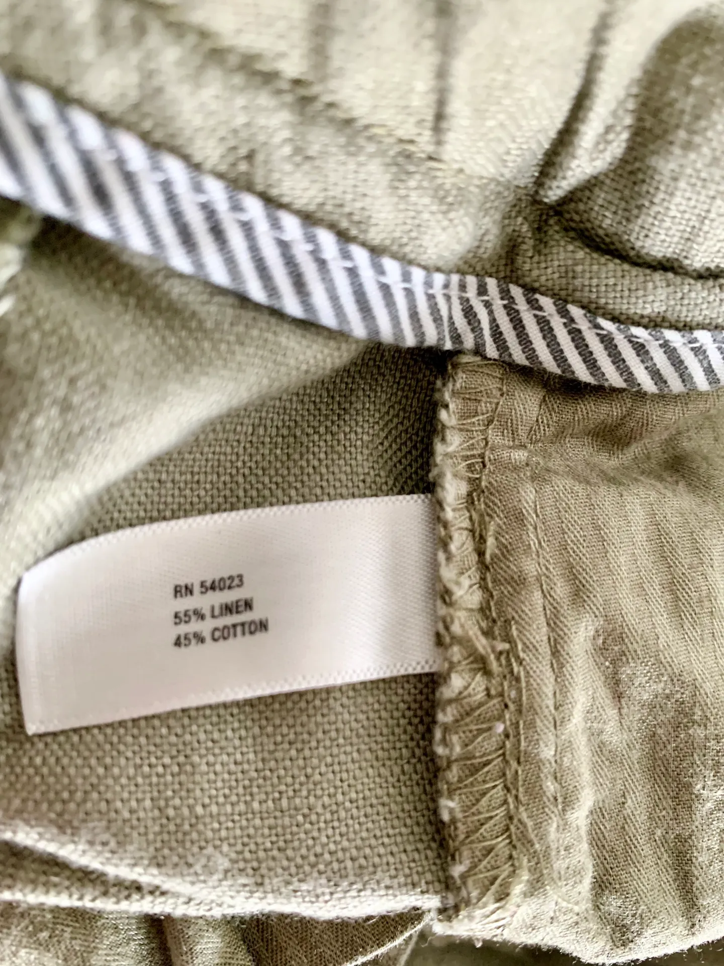 Size 6 Olive Green Khaki Shorts, Linen Blend - Image 6