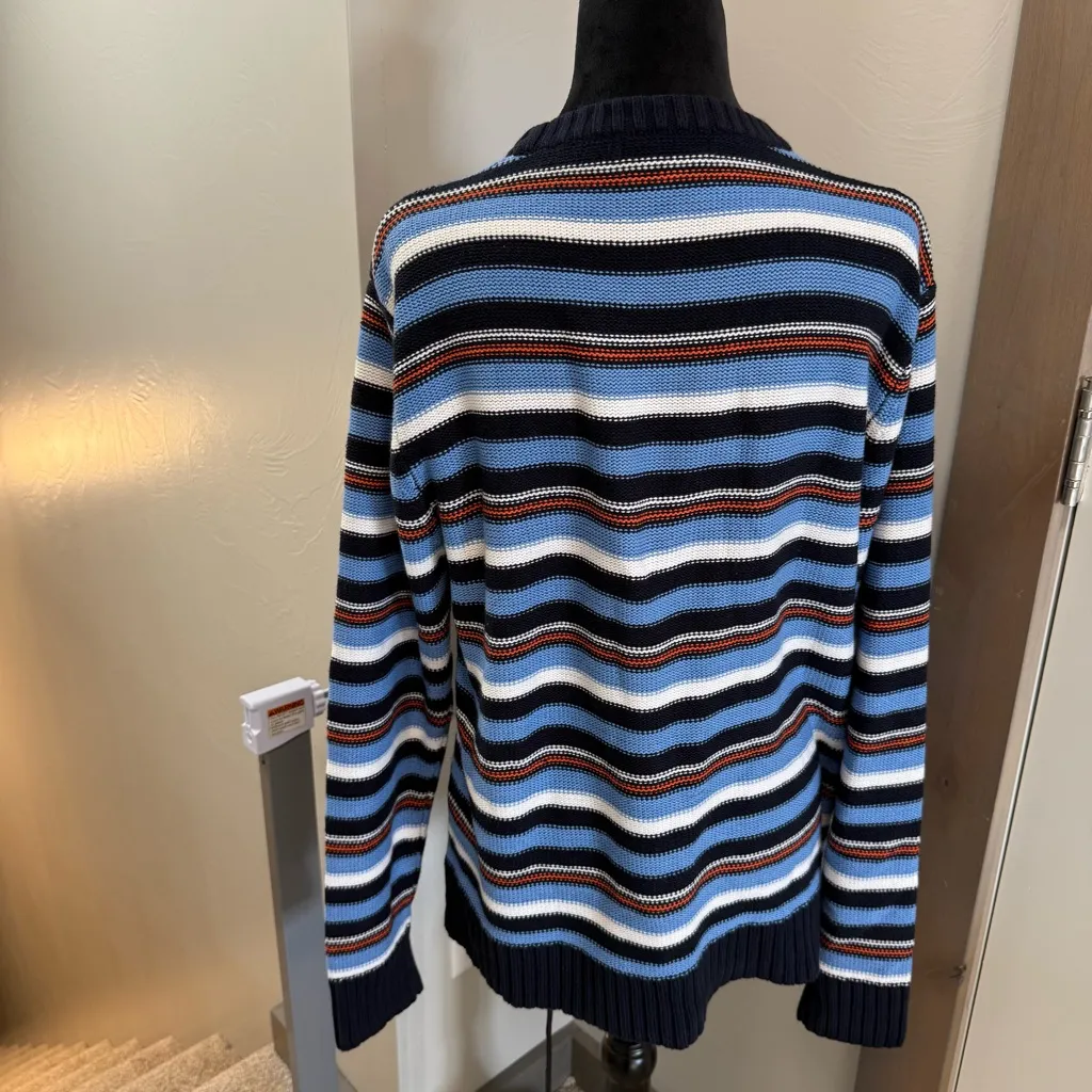 Versasi Women's Knit Sweater Stripe Blue‎ white Orange Navy Casual Stretch XL - Image 4