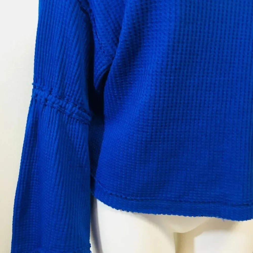 FREE PEOPLE XS Women's Shirt V-neck Blue 3/4s - Image 8